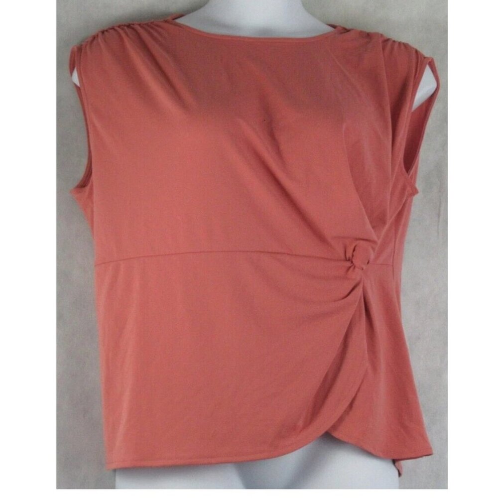 Alfani Women's Plus Size Sleeveless Twist-Front Top, Rosedust Pink, 0X